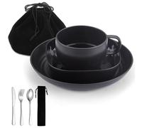 ReaNea Ensemble d'ustensiles de Camping avec Tasse à café, Couverts de Voyage Comprenant cuillère, Fourchette, Couteau pour la Maison, la Piscine, l'extérieur, Le Pique-Nique, Le Camping