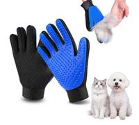 Reaorktic 2 Pièces Gant Brosse, Réutilisable Portable Gant de Toilettage | Respirant Gants Poil Chat, pour Brossage, Massage, Bain et Récupération des Poils, pour Chat, Chien(La Paire, Bleu)