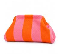 Reaorktic 30 x 19cm Pochette Tricotée à Rayures，Sac à Main Tissé Orange | Pochette de Plage Rayée pour Femme, Style Boulettes Sac à Main en Tricot Décontracté, pour la Plage, Shopping et les Voyages