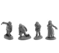 REAPER 4 x Zombies Miniature Bones USA Dungeon Dwellers - Tabletop Figurine Role Playing Game Jeux de Role - 7055