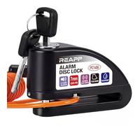 REAPP Antivol Moto Renforcé, Bloque Disque Alarme 110dB Bloc Haute Sécurité | Antivol Essentiel, Étanche, Piles de rechange, Câble de Rappel 1,5m et Sac, Compatible Moto/Vélo/Scooter avec Frein à Disque