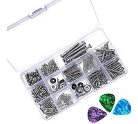 Reapyyt 1 kit de vis de guitare électrique pour ponts, micros, accordeurs, commutateurs, plaques de cou, ressorts, 3 pièces de médiators de couleur aléatoire