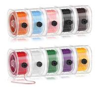 Reapyyt 10 Rouleaux de Bracelet Élastique Plat de 0,8 Mm, 1 000 Mètres, avec Boîte de Rangement, Cordon Élastique en Cristal, Cordon de Perles pour la Fabrication de