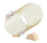 Reapyyt 12 Pièces 12 Pouces Cerceau Floral en Métal Pièce Maîtresse 12 Supports en Bois pour Décoration de Table Bricolage Décoration de Mariage Tenture Murale