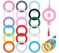 Reapyyt 18 Pièces de Joints Toriques en Perles de Silicone avec Trou pour Corde, Anneaux en Vrac de Perles de Silicone de 65 mm pour la Fabrication de Porte-Clés