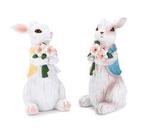 Reapyyt 2 PièCes DéCorations de Lapin de Pâques Figurines de Lapin en RéSine, DéCor de Lapin de Statues de Lapin de Couple Faites à la Main pour la DéCoration IntéRieure