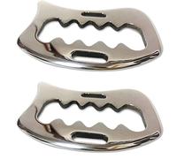Reapyyt 2 Pièces en Acier Inoxydable Gua Sha Grattage Outil de Massage Mobilisation des Tissus Mous Douleur Corporelle Outil de Grattage Facile à Utiliser Argent