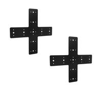 Reapyyt 2 Pièces Plaque de Réparation Croisée, Plaque de Renfort Robuste avec Revêtement en Poudre Noire pour Encadrer les Pergolas, Connexions X-Truss