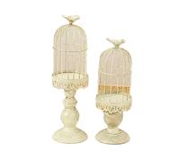 Reapyyt 2 Pièces Rétro Cage à Oiseaux Bougeoir Métal Fer Art Chandelier Fête de Mariage Maison Tables Centres de Table Décoration Blanc