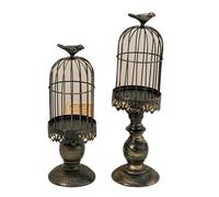 Reapyyt 2 Pièces Rétro Cage à Oiseaux Bougeoir Métal Fer Art Chandelier Fête de Mariage Maison Tables Centres de Table Décoration Noir