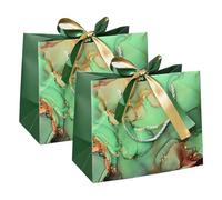 Reapyyt 2 sacs cadeaux en papier avec rubans, sacs cadeaux avec poignées pour anniversaires, mariages, Noël, fêtes, achats durables