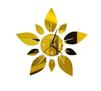Reapyyt 40 cm DIY Fleur Feuille Miroir Acrylique Miroir Horloge Murale Autocollant Horloges à Quartz Salon Décoration Horloge Décoration de la Maison Autocollant C