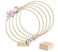Reapyyt 5 Pièces 12 Pouces Cerceau Floral en Métal Pièce Maîtresse 5 Supports en Bois pour Décoration de Table Bricolage Décoration de Mariage Tenture Murale