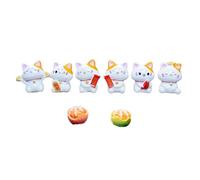 Reapyyt Chanceux Ornements de Richesse 8 PièCes Ensemble de Figurines Fortune Miniature Chaton Mignon ModèLe en RéSine Ornement pour Bureau