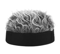 Reapyyt Chapeaux Sans Bords pour Adultes, Casquette de Baseball pour Femmes, Chapeau de Sport Poilu, Perruque Tricotée avec Perruques, Bandeau Hip Hop Noir + Gris