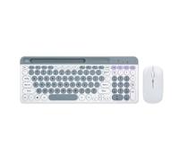 Reapyyt Clavier et souris sans fil Bluetooth rond pour tablettes et ordinateurs portables Installation facile Blanc