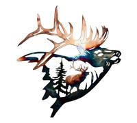 Reapyyt Décoration Murale en Métal, Collection de Maison, Sculpture d'art Mural en Forme de Cerf D'Élan, Artisanat avec Finition de Décoration de Cabine Rustique B