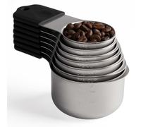 Reapyyt Ensemble de Tasses à Mesurer Magnétiques en Acier Inoxydable, Tasses à Mesurer en Métal Robuste pour Ingrédients Secs et Liquides (Noir)