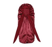 Reapyyt Femmes Bonnet Chapeau de Couchage Longue Queue Tresse Cheveux Nuit Sommeil Bonnet Tête Bonnets de Douche pour Sauna Bonnet de Bain Vin Rouge