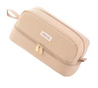 Reapyyt Grande Capacité Trousse à Crayons Stylo Pochette Sac avec 2 Compartiments pour Filles Garçons Adolescents Écoliers Adultes Café