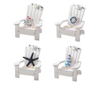 Reapyyt Lot de 4 mini chaises de plage méditerranéennes pour décoration d'intérieur en bois