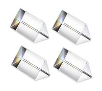 Reapyyt Lot de 4 prismes triangulaires transparents pour lumières arc-en-ciel, prismes optiques en verre, physique, enseignement, spectre de lumière réfractée