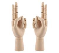 Reapyyt Modèle à la main en bois, 2 pièces, 12 pouces, figurine de mannequin artistique pour main gauche et avec affichage de bijoux à la main, décoration