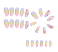 Reapyyt Ongles Portables Français en Diamant Impression Portable sur les Ongles Conseils pour Ongles à Couverture Totale Adhésif avec Petites Fleurs Conseils pour Faux Ongles