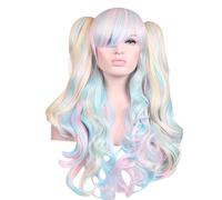 Reapyyt Perruque de Cosplay Anime LOLI Department Wig ColoréE Double Pince ÉLéGante Mode Haut de Gamme Facile à Porter