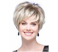 Reapyyt Perruques Courtes Dorées, Cheveux Courts, Perruque Tendance, Fibres Chimiques Synthétiques, Perruque en Soie Haute Température, Couverture Complète de la Tête