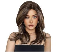 Reapyyt Perruques Mi-Longues pour Femmes, Perruque Blonde Mélangée en Fibres Synthétiques Superposées, Bonnet Confortable et Taille Réglable