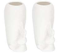 Reapyyt Vase en CéRamique Blanche DéCor de Lapin, DéCoration de, Vase Moderne pour Pâques, DéCor Minimaliste pour ÉTagèRe de Table