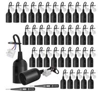 REAQUE Douille De Lampe E27 38 Pièces Avec Cordon, 2 Testeurs De Tension Vde Inclus, Puissance Maximale 60 W - Convient Aux Douilles De Lampes À Incandescence, De Chantier Et De Rénovation (Noir)