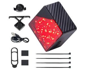 Rear Bike Light - USB Rechargeable Waterproof Smart Light with 4 Modes for Brake Signaling, Outdoor Riding, Hiking, Survival, Travel, and Backyard Pathways, Compact Black Design, Easy Installation