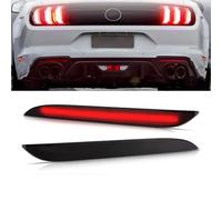 Rear Bumper Reflector Lights for Ford Mustang Smoked Lens LED Rear Bumper Reflector Lights Led Red Brake Tail 2015-2023 Function as Tail/Brake or Fog Lamps (L+FR3Z15A201A)