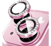 Rear Camera Protection For Iphone 14/14 Plus Tempered Glass, Glitter Lens Protector, 9h Hardness Hd Definition Anti-Scratch Ultra Resistant Lens Camera Protector, Pink