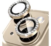 Rear Camera Protection For Iphone 15/15 Plus Tempered Glass, Glitter Lens Protector, 9h Hardness Hd Definition Anti-Scratch Ultra Resistant Lens Camera Protector, Gold