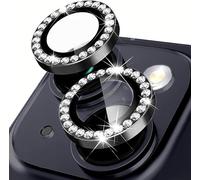 Rear Camera Protection For Iphone 15/15 Plus Tempered Glass, Glittery Protective Lens Lens, 9h Hardness Hd Definition Anti-Scratch Ultra Resistant Lens Camera Protector, Black