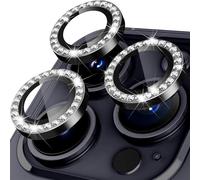 Rear Camera Protection For Iphone 15 Pro/15 Pro Tempered Glass, Glitter Lens Protector, 9H Hardness Hd Definition Anti-Scratch Ultra Resistant Lens Protector - Black