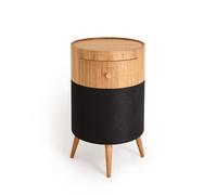 REATE/Speaker Table Bass/Table avec Haut-Parleur/Subwoofer, Bluetooth 5.0, Charge sans Fil, tiroir de Rangement, 3 Modes de Lecture, USB, système TWS