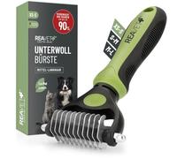 ReaVET Brosse pour chien et chat - Brosse à sous-poil pour poils longs - Pour les petites races - Élimine les sous-poils et les nœuds - Avec effet de massage et protection des poils - Brosse pour