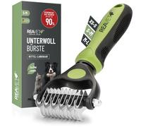 ReaVET Brosse pour chien et chat - Brosse à sous-poil pour poils longs - Races moyennes - Élimine les sous-poils et les nœuds - Avec effet de massage et protection des poils - Brosse pour chiens et