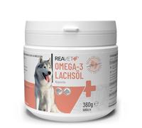 ReaVET Capsules d'huile de Saumon Chien 500 pièces, Huile oméga 3 Chien I Capsules d'huile de Saumon Chien I Huile de Poisson à Haute Dose Chien en qualité Alimentaire