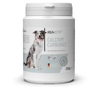 ReaVET Carbonate de Calcium 250g pour Chiens et Chats - Poudre Additive Barf, Carbonate de Calcium, Soin Naturel Complet, Complément Barf Équilibré Os