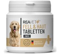 ReaVET Coat & Skin Tablets Dogs 120 pièces - pour Les problèmes de Pelage, la dermatose et la Perte de Cheveux Chien, comprimés de Pelage pour Chiens, Soutien de la Fonction de la Peau