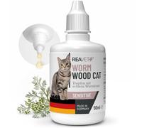 ReaVET Gouttes d'herbe de vers pour chats - Convient également pour les chats exigeants, avec véritable herbe de vers (Artemisia Absinthium), par fabricant allemand d'aliments | 50 ml