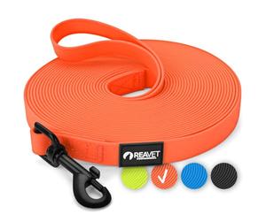 ReaVET Laisse pour chien - 10 m - Orange fluo - Robuste et résistante aux intempéries - Laisse d'entraînement pour une éducation réussie - Accessoire pour chien
