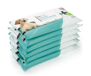 ReaVET Lot de 120 lingettes de soin pour chien, chat - Format voyage - 6 x 20 pièces - Lingettes humides XXL - Extra larges et hypoallergéniques - Lingettes de nettoyage pour fesses, pattes, yeux et