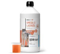 ReaVET Premium Huile de Saumon Chiens 1 Litre, oméga 3 & 6 Barf Huile Chiens I Huile de Saumon Chiens 1 Litre I Huile de Poisson à Haute Dose Chiens