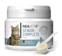 ReaVET Senior Complete Poudre pour Chats âgés 50g - minéraux, acides aminés et vitamines pour Chats, mémoire et Fonction Cardiaque, pour la vitalité et l'agilité
